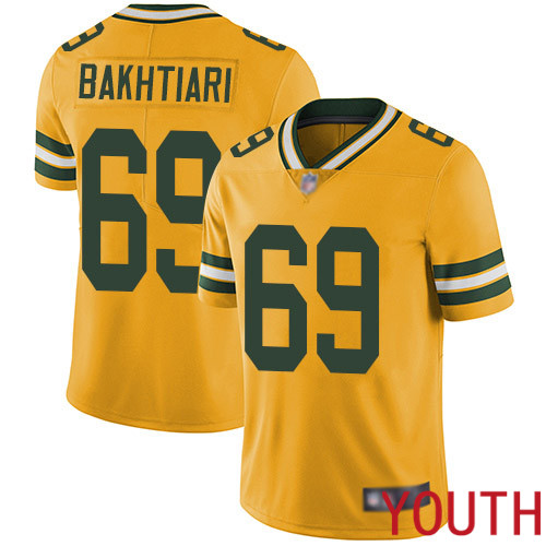 Green Bay Packers Limited Gold Youth #69 Bakhtiari David Jersey Nike NFL Rush Vapor Untouchable->green bay packers->NFL Jersey